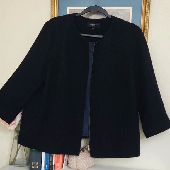 Talbots Knit Jacket  Size 14 Petite Contemporary Career Formal Sophisticated - Picture 1 of 16